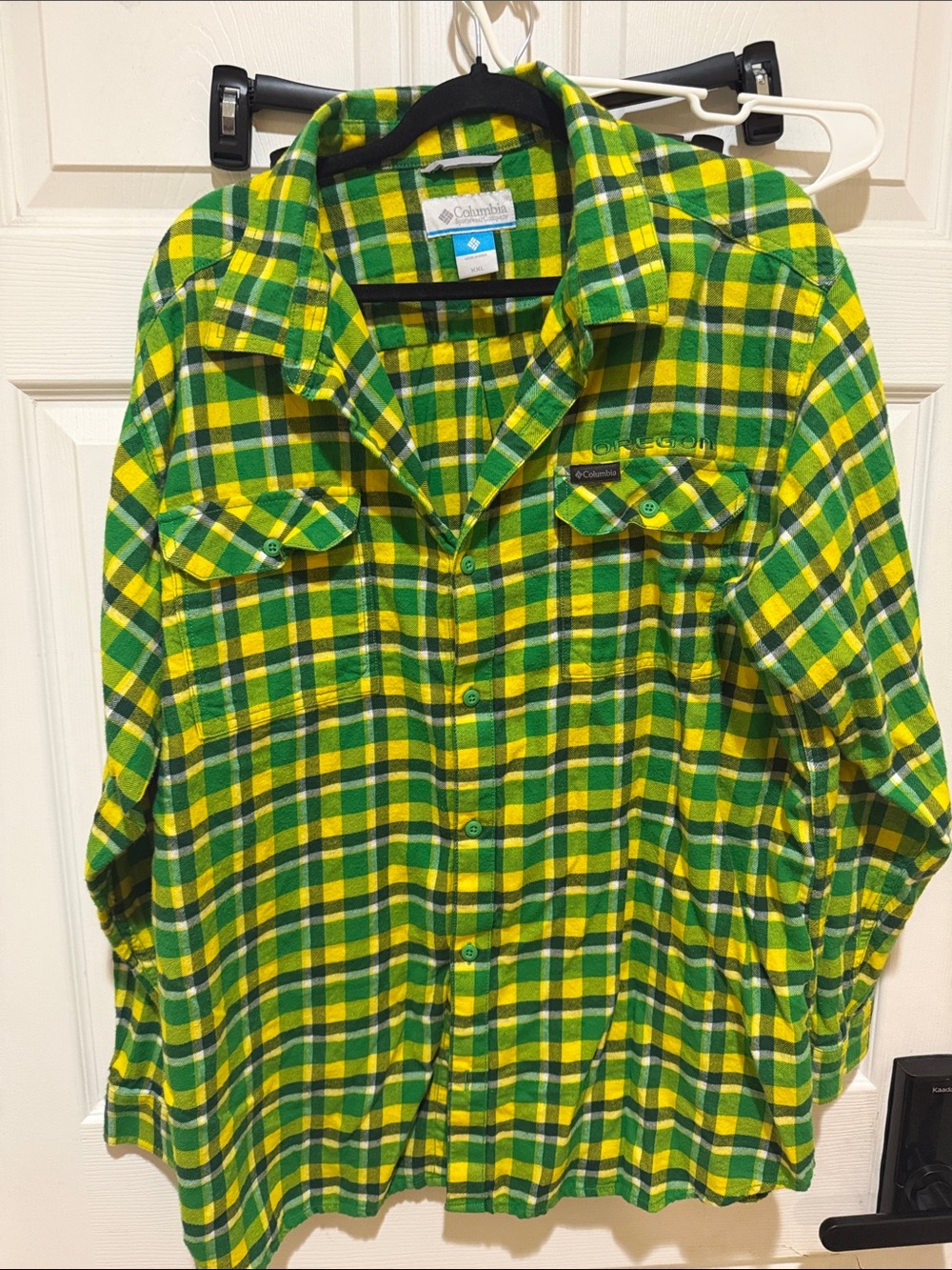 Columbia Men’s Green & Yellow Plaid Button-Down Shirt